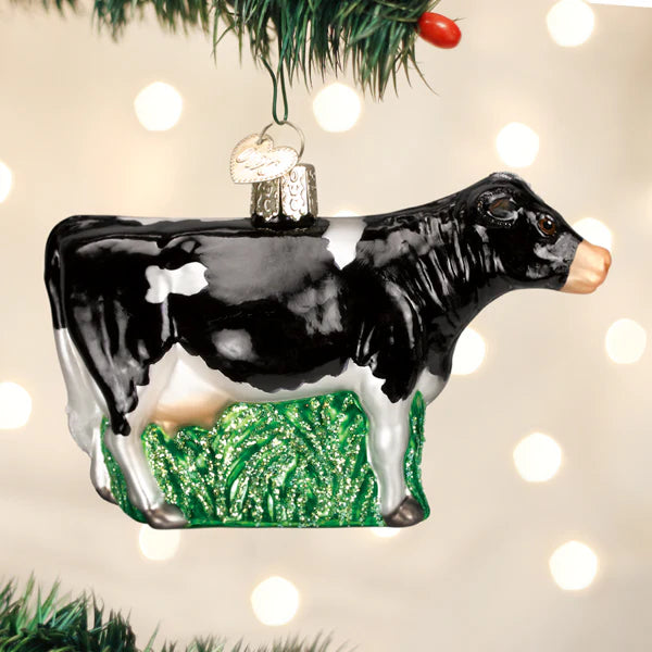 Old World Christmas Black Dairy Cow Ornament