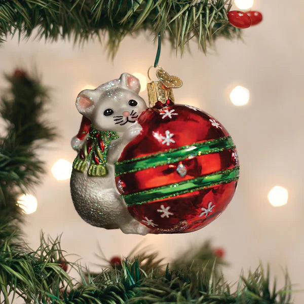 Old World Christmas Playful Christmas Mouse Ornament