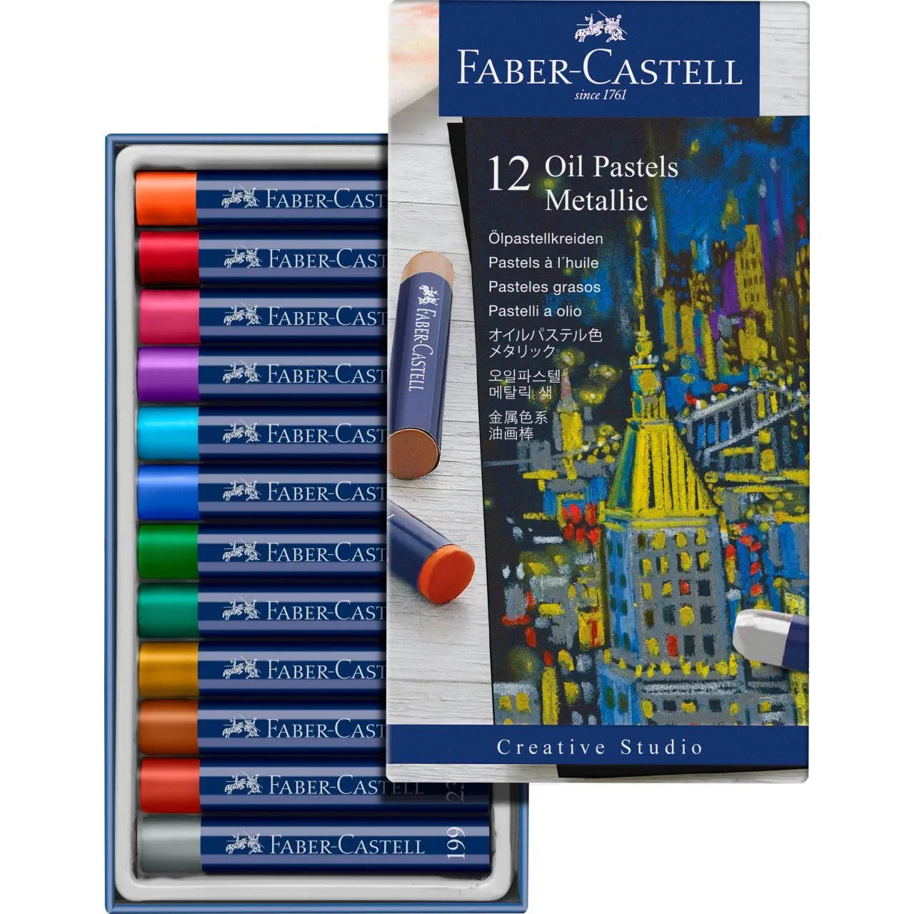 FABR OIL PASTEL MTLC 12