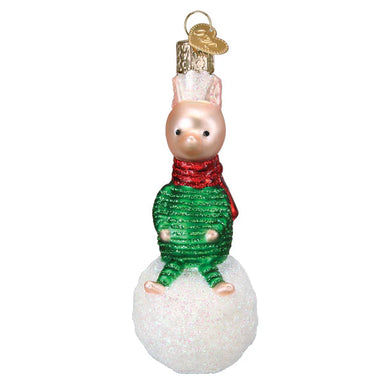 Old World Christmas Winnie The Pooh Piglet On A Snowball Ornament