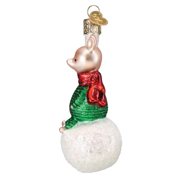 Old World Christmas Winnie The Pooh Piglet On A Snowball Ornament