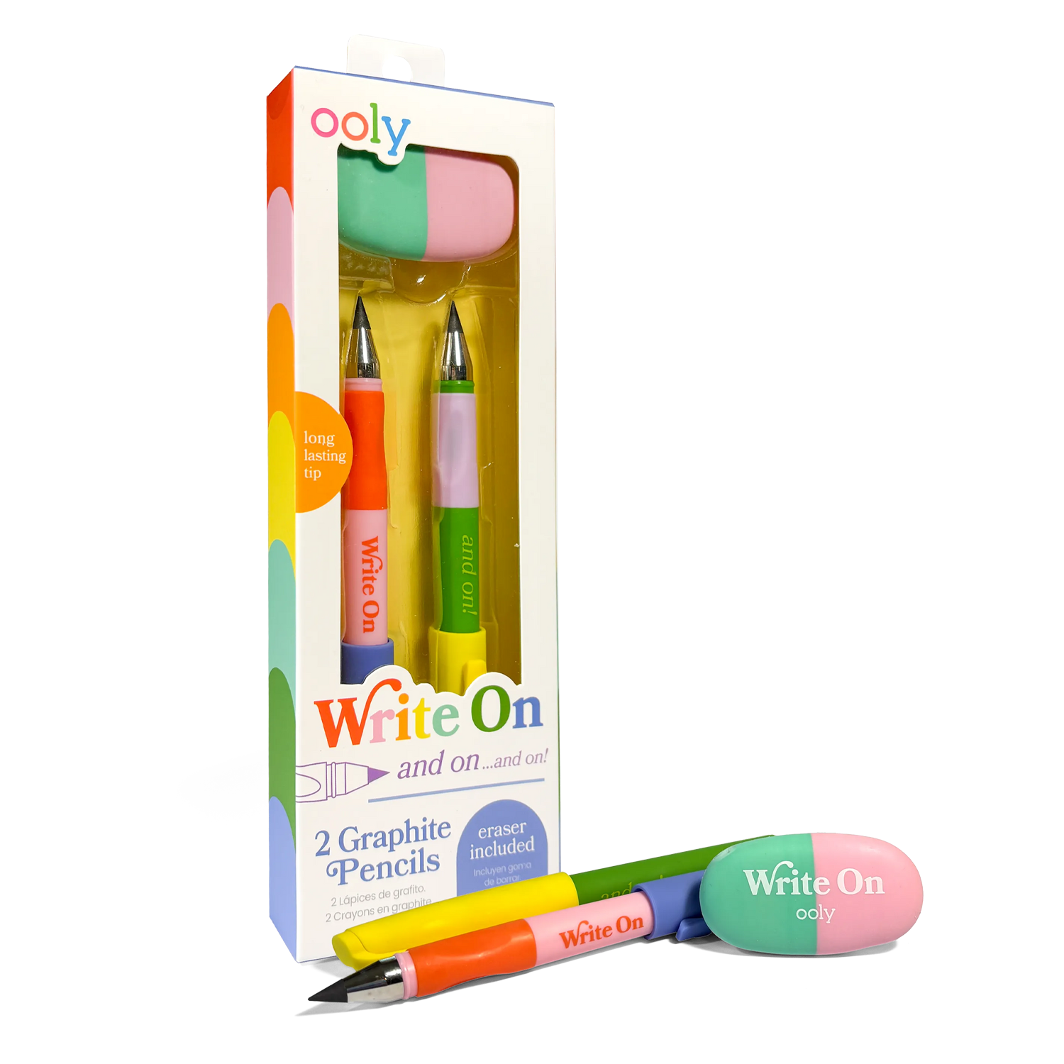 OOLY Write On Graphite Pencils and Eraser - Set of 2