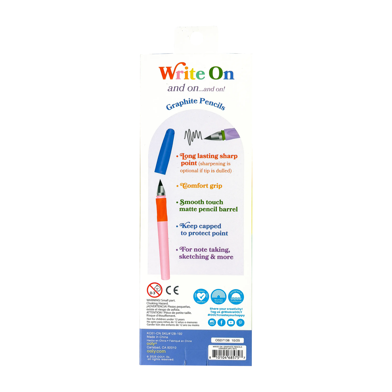 OOLY Write On Graphite Pencils and Eraser - Set of 2