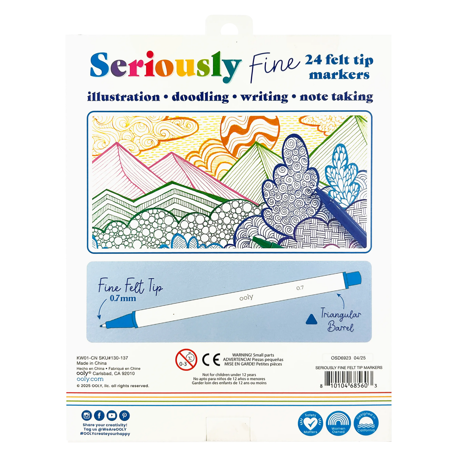 OOLY Seriously Fine Tip Markers - Set of 24