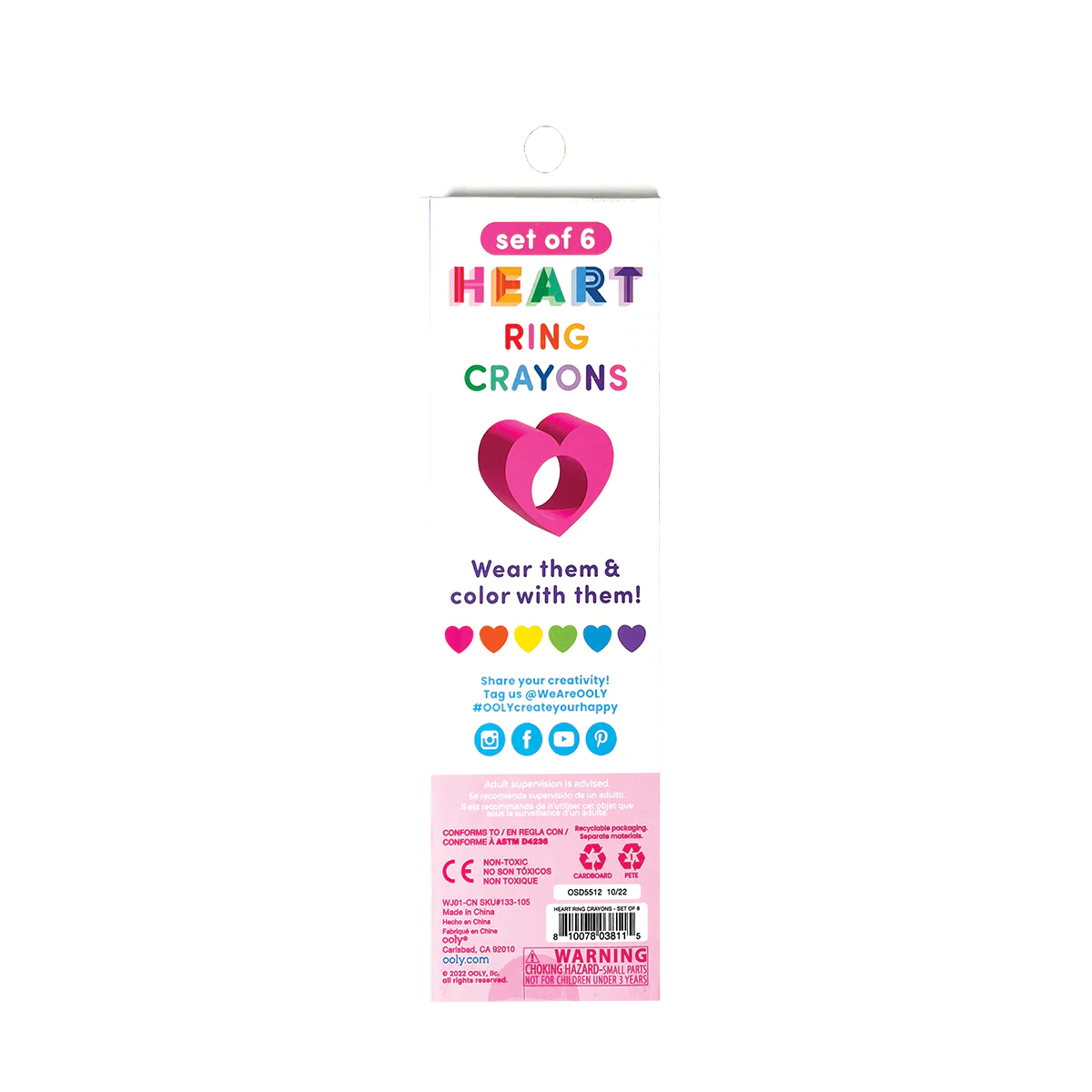 Heart Ring Crayons - Set of 6