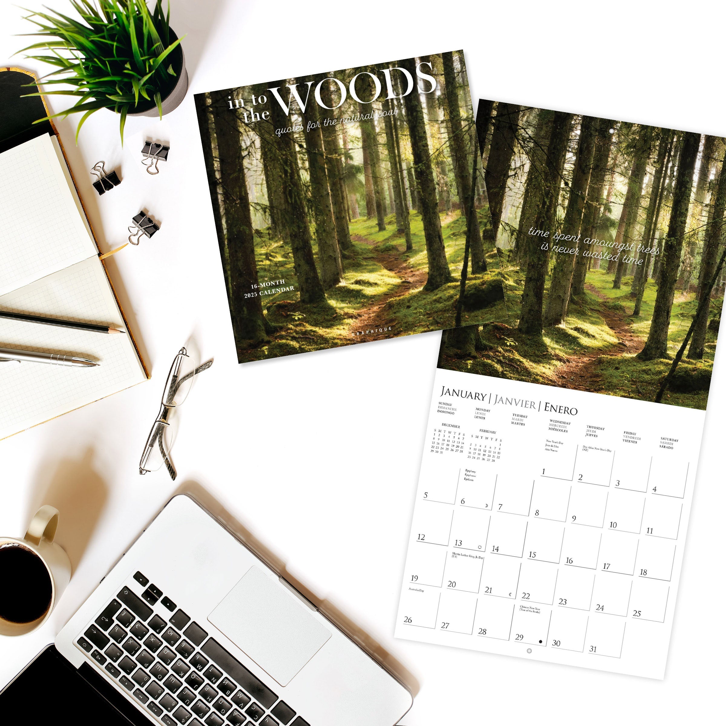 In To The Woods - Quotes for The Natural Soul 2025 Wall Calendar    