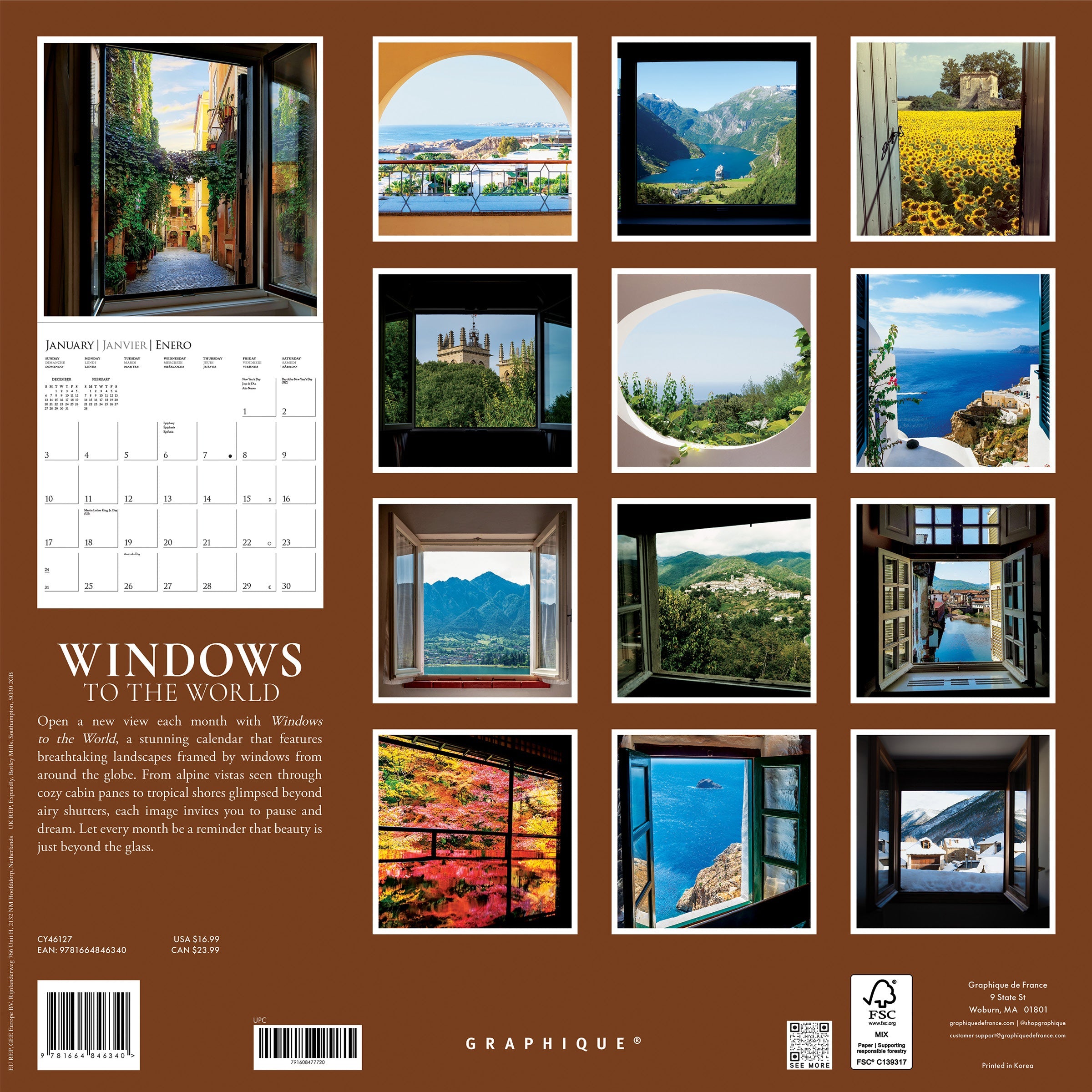 GRPH Windows To The World 2027 Wall Calendar