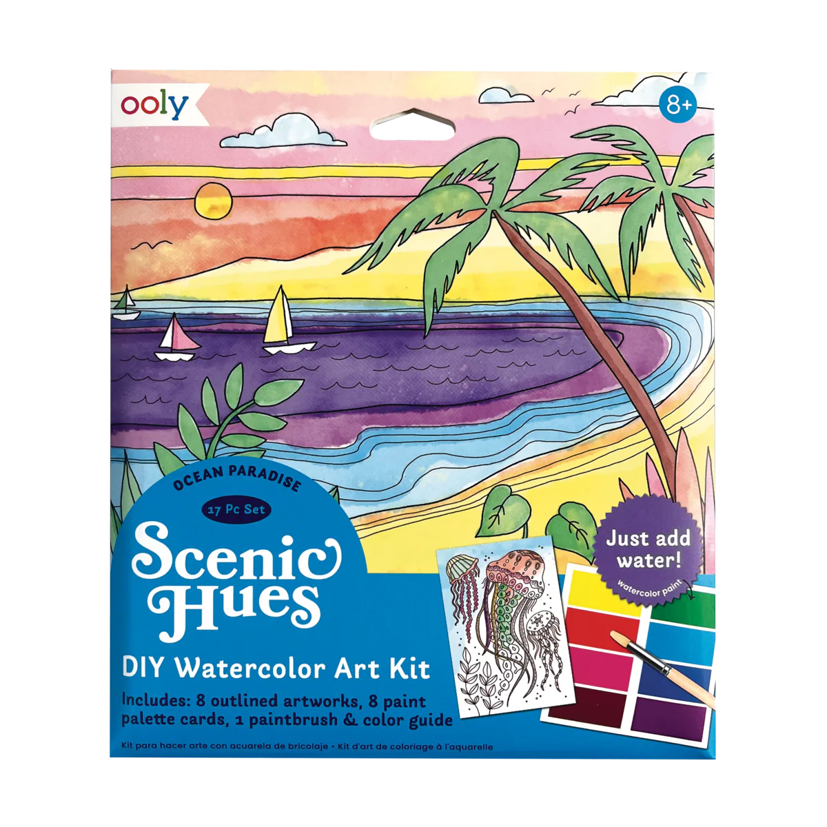 OOLY Ocean Paradise Scenic Hues DIY Watercolor Art Kit