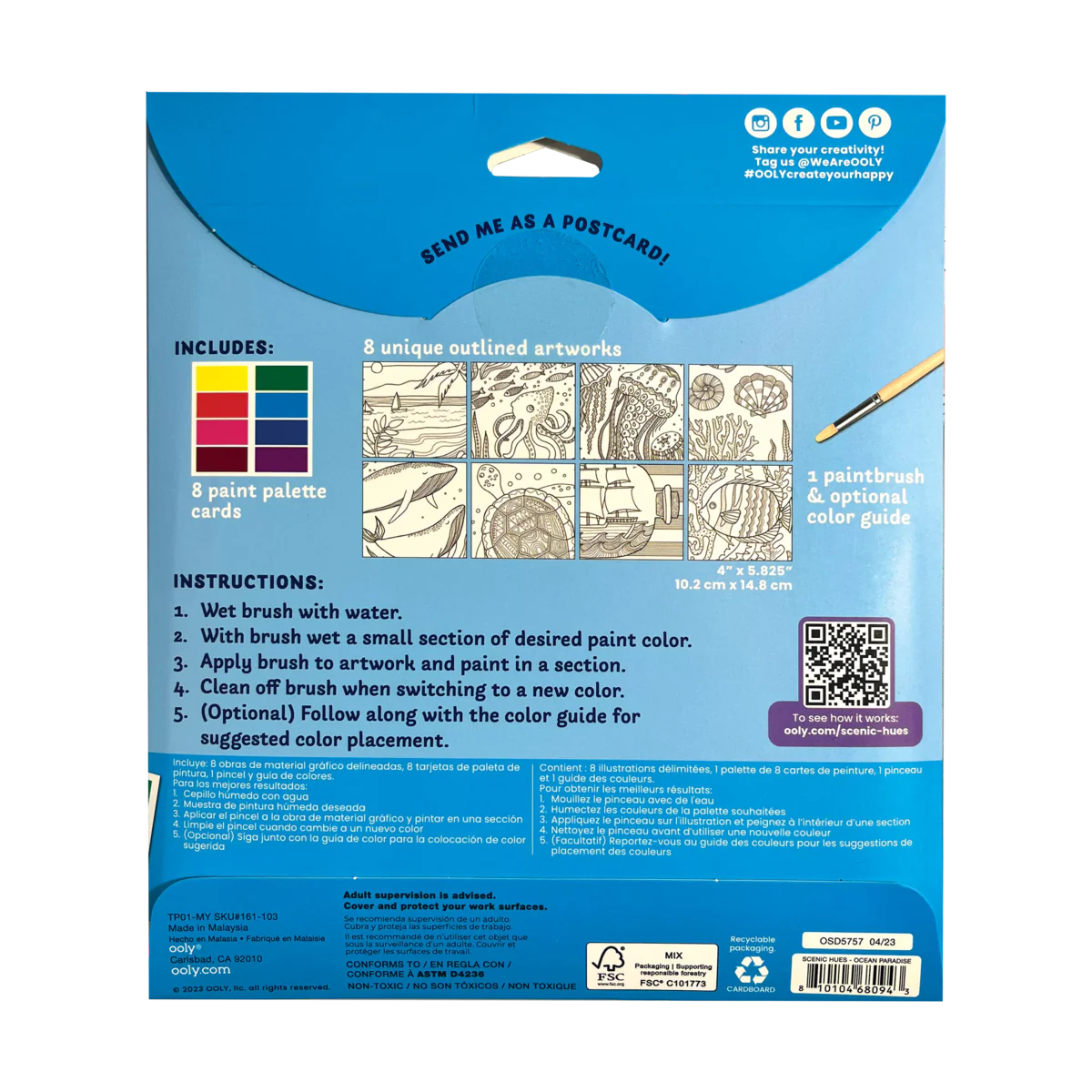 OOLY Ocean Paradise Scenic Hues DIY Watercolor Art Kit