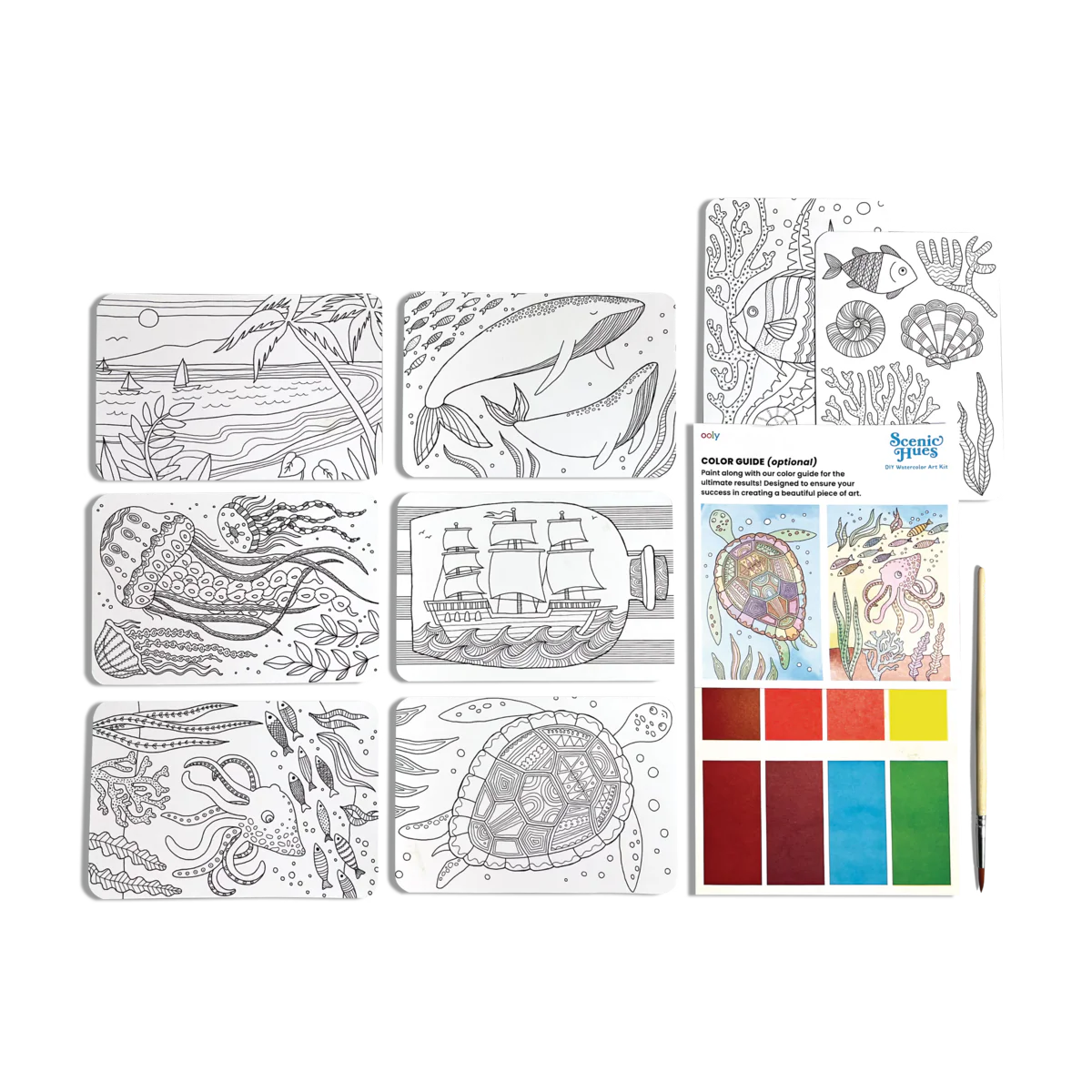 OOLY Ocean Paradise Scenic Hues DIY Watercolor Art Kit