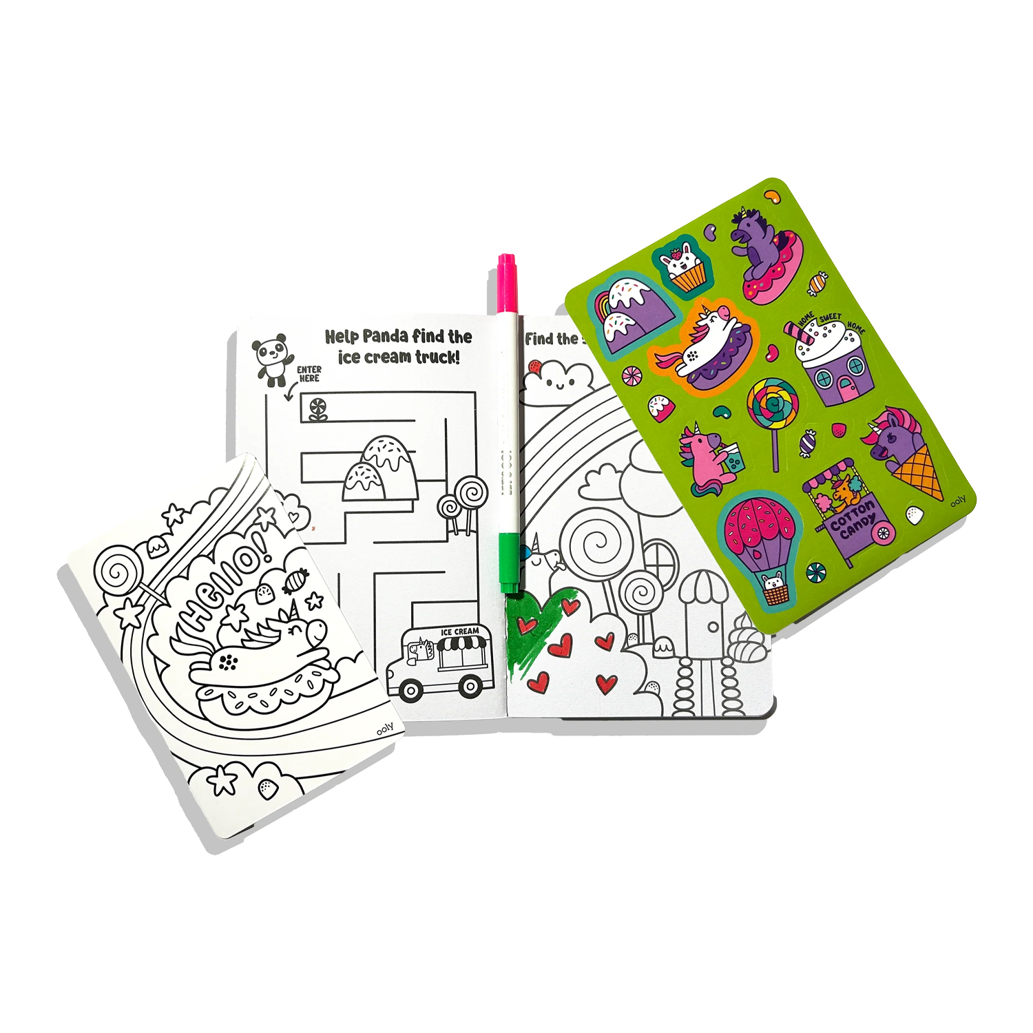 OOLY Let's Go! Activity & Coloring Kit - Unicorn Candy Town