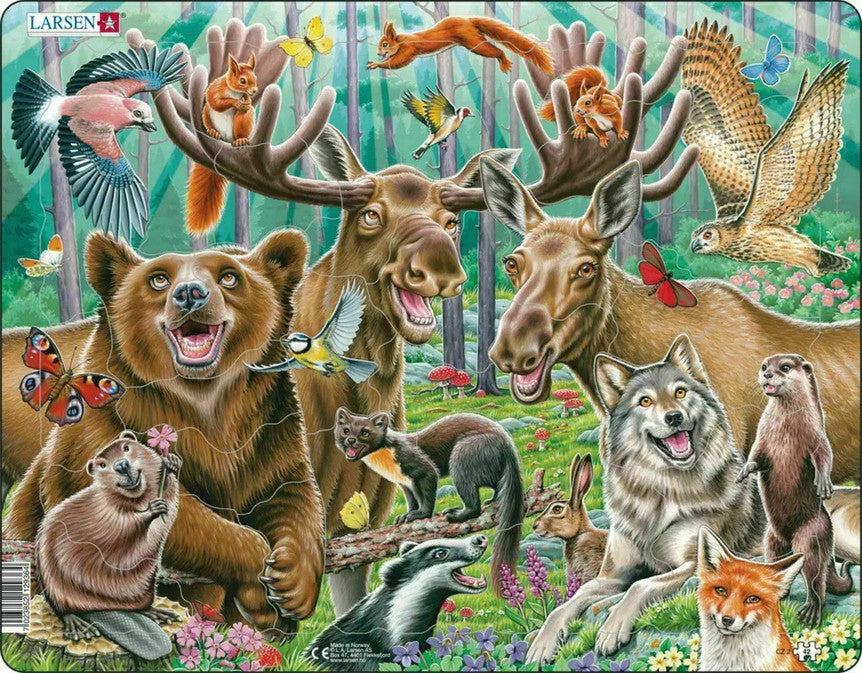SPRGBK Happy Forest Selfie 42 Piece Larsen Frame Puzzle