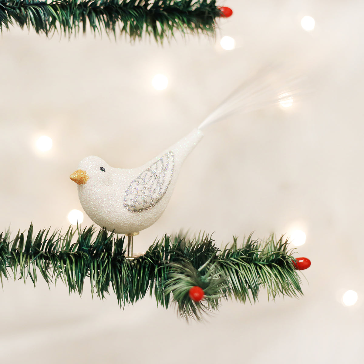 Old World Christmas Sparkling Snowbird Clip Ornament    