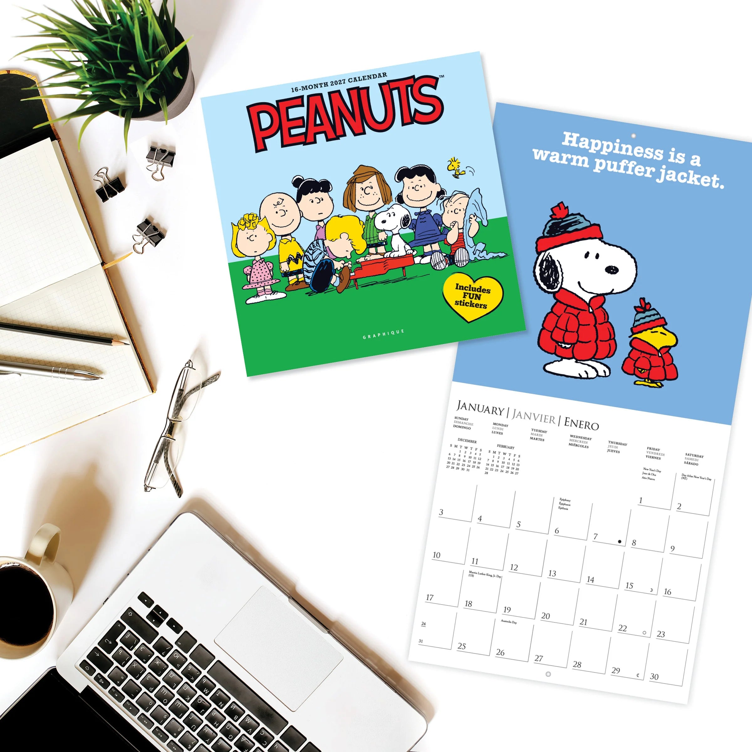 GRPH Peanuts: Happiness Is... 2027 Mini Wall Calendar