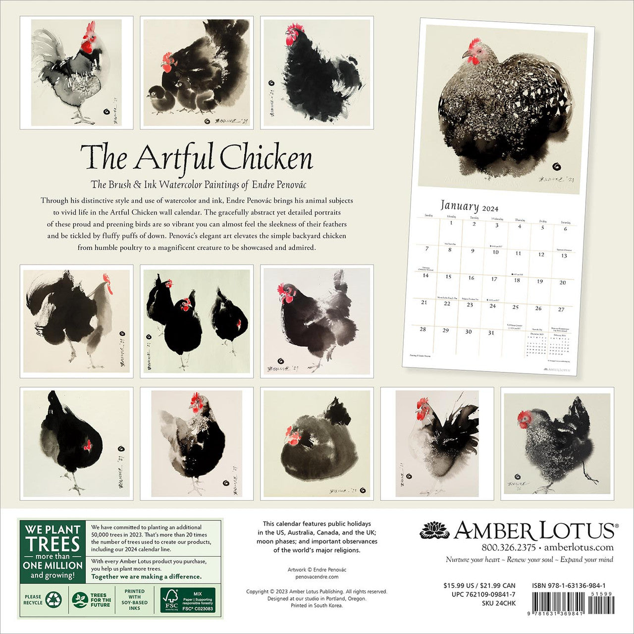 The Artful Chicken 2024 Wall Calendar    