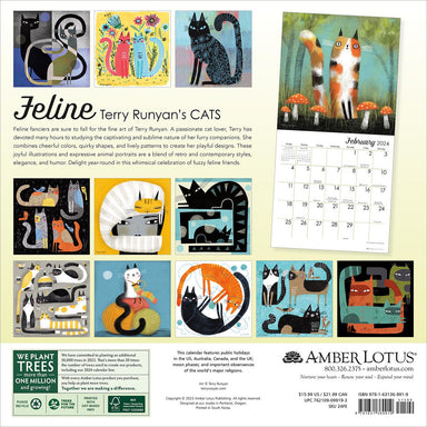 Feline Terry Runyan's Cats 2024 Wall Calendar    