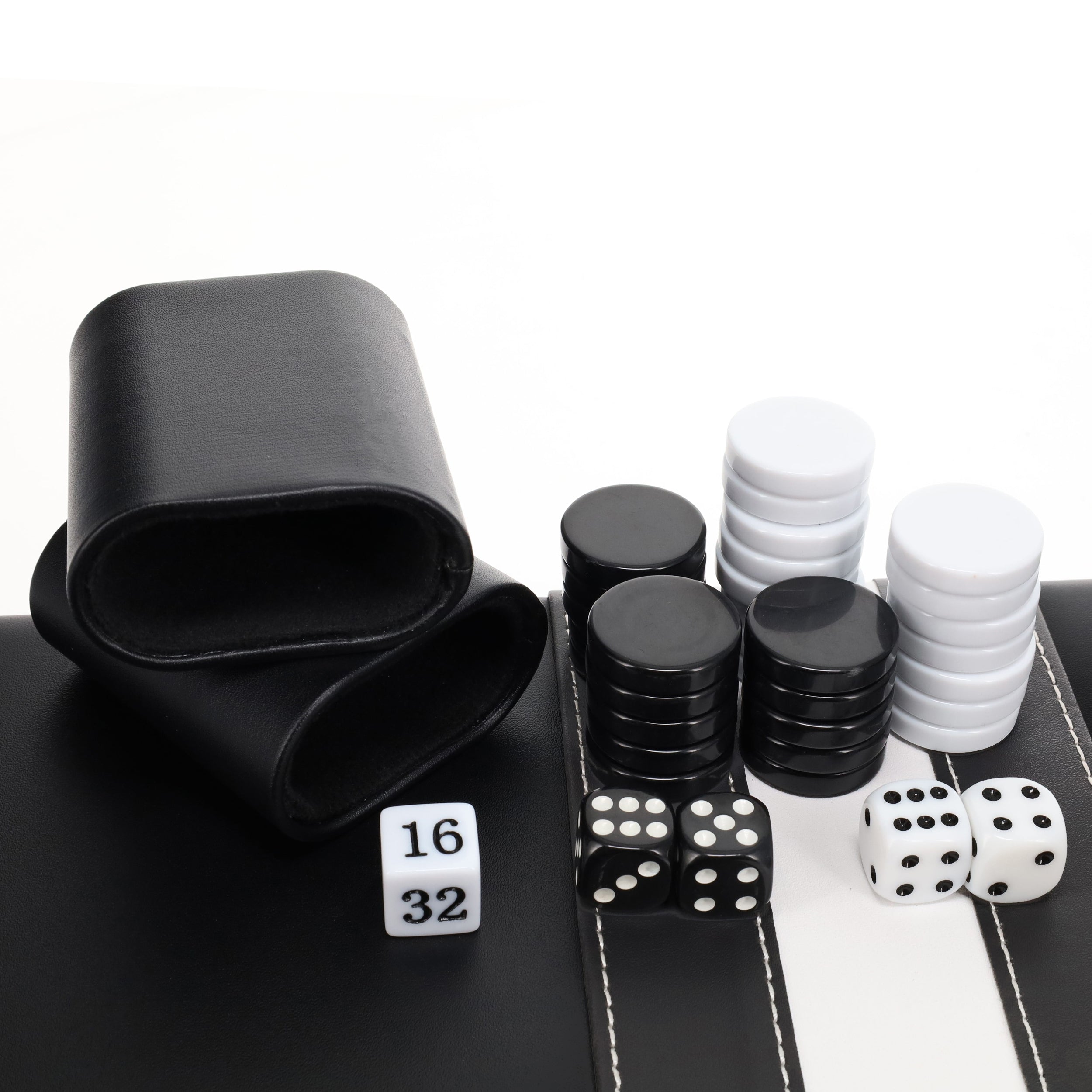 Black Stripe 15" Leatherette Backgammon Set