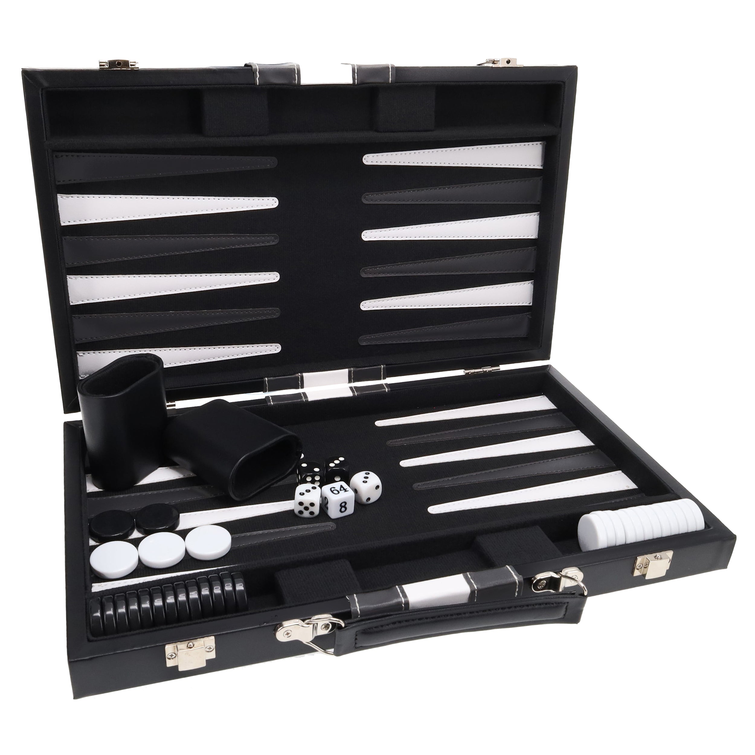 Black Stripe 15" Leatherette Backgammon Set