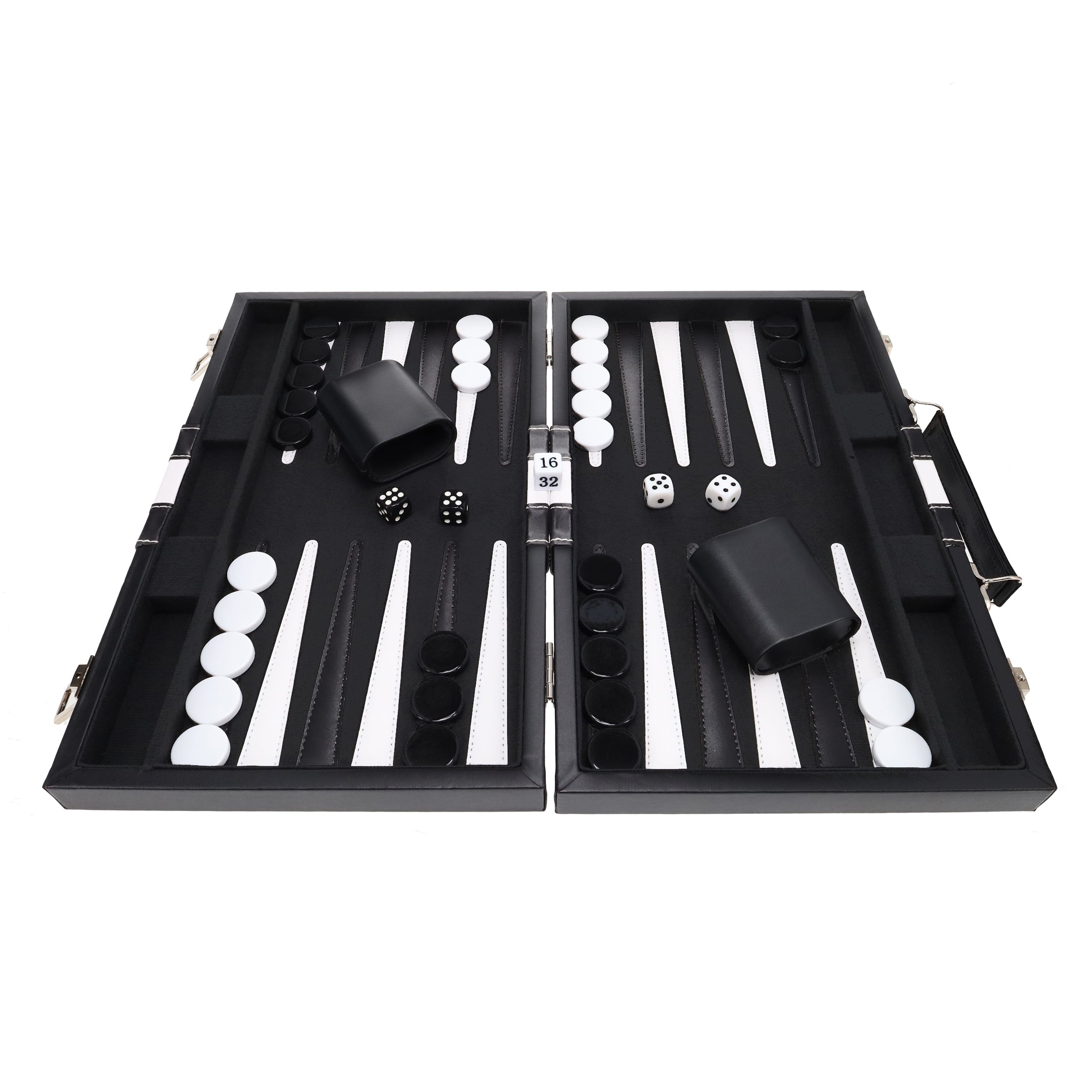 Black Stripe 15" Leatherette Backgammon Set