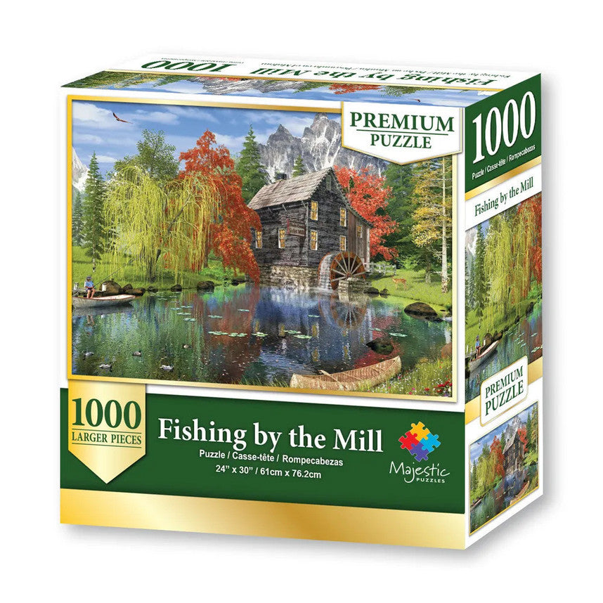 Fishing By The Mill 1000 Piece Wooden Puzzle