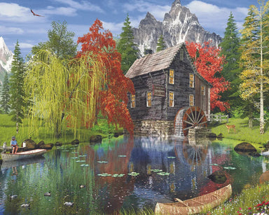 Fishing By The Mill 1000 Piece Wooden Puzzle