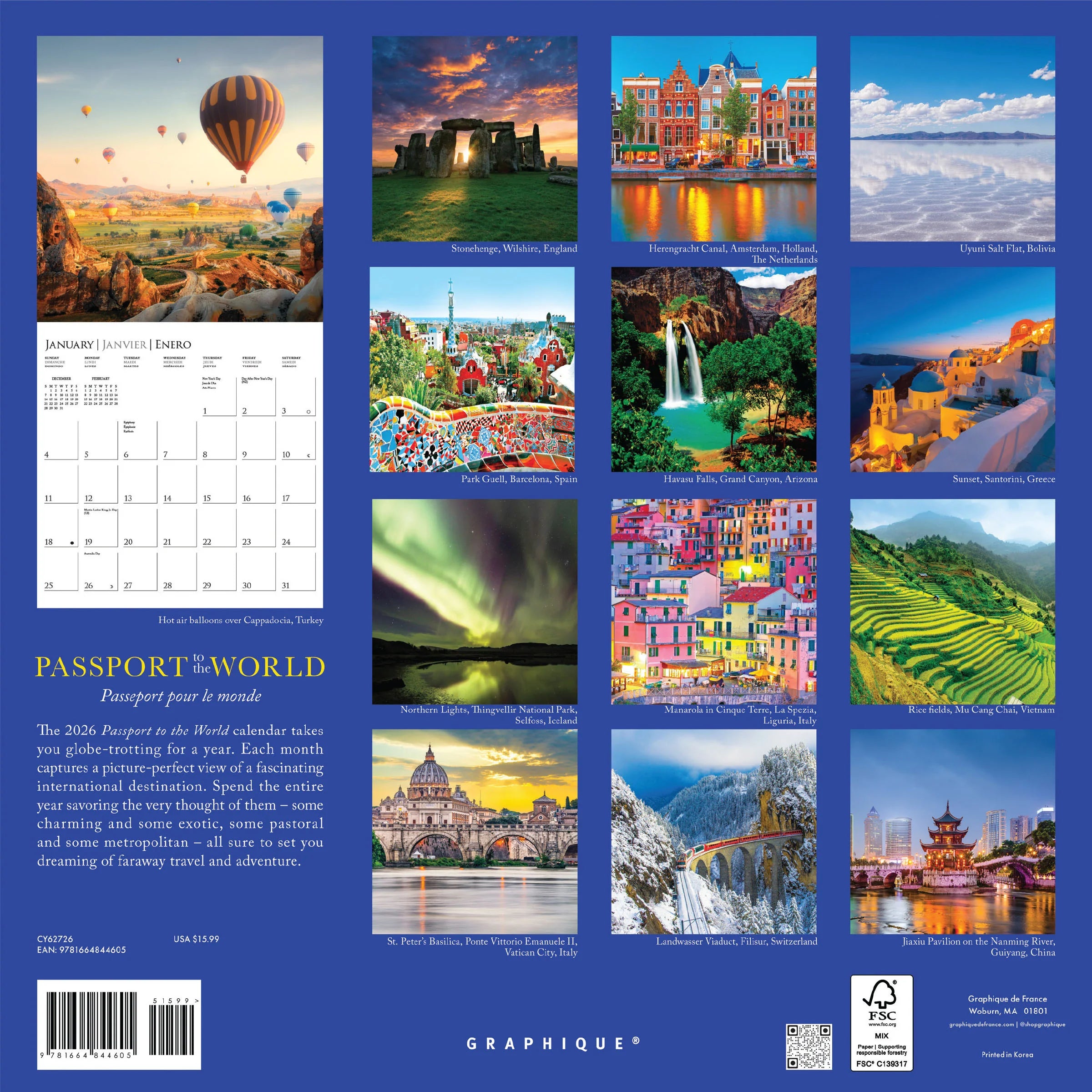 Passport To The World 2026 Wall Calendar