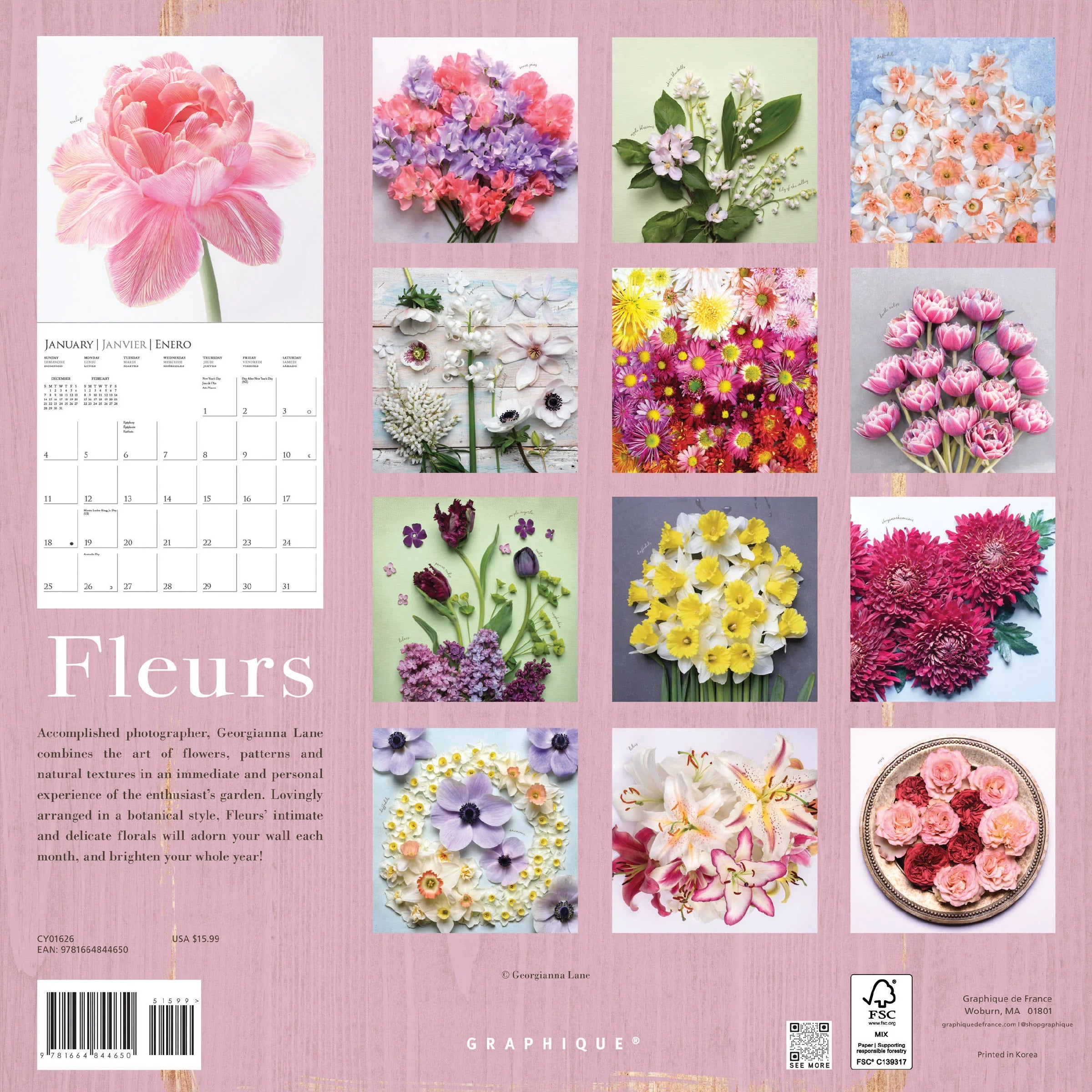 Fleurs 2026 Wall Calendar