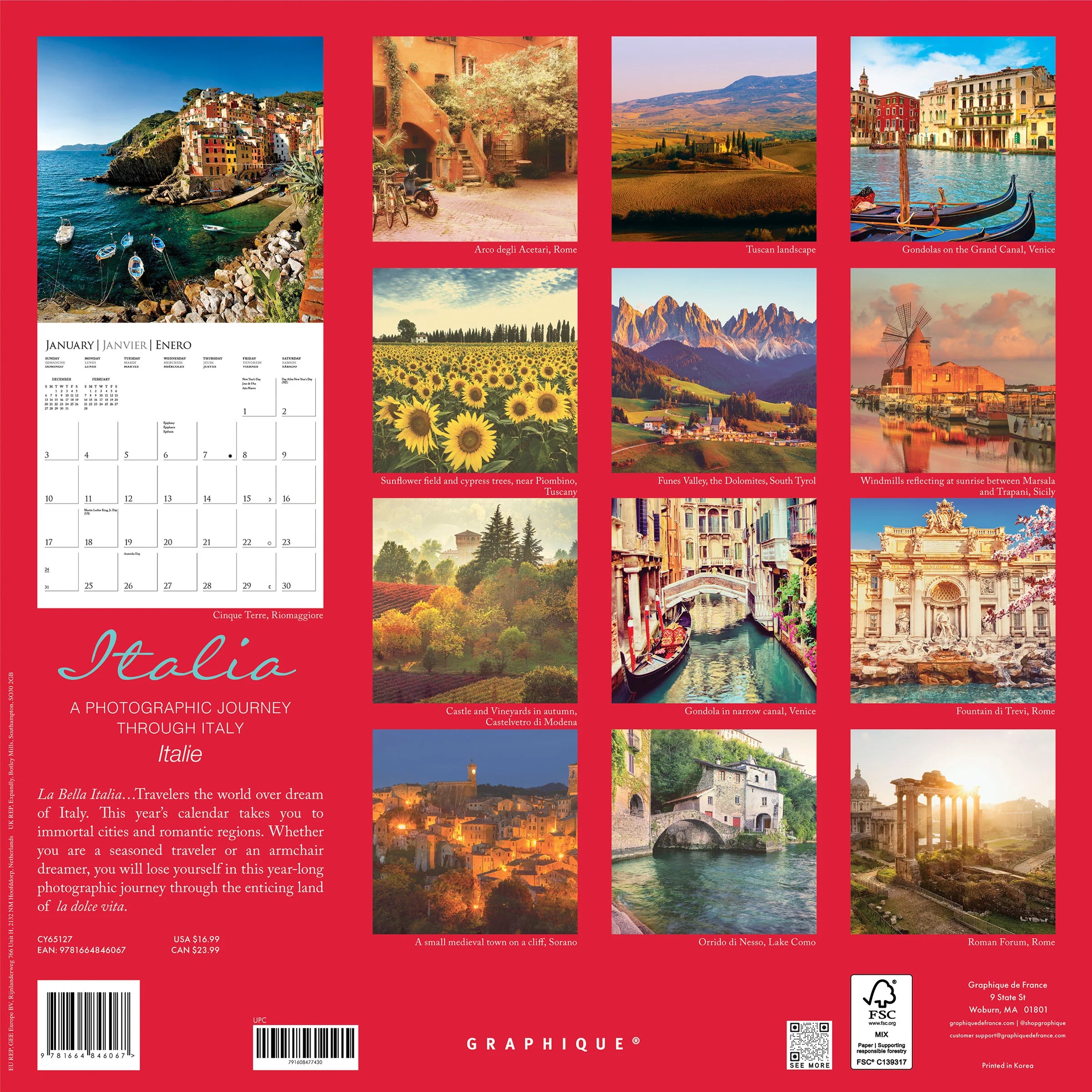 GRPH Italia 2027 Wall Calendar