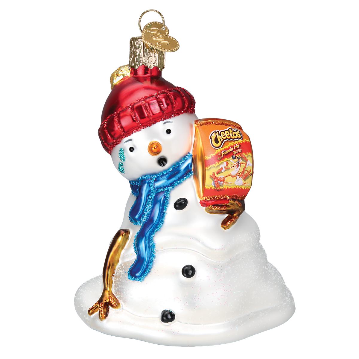 Old World Christmas Flamin' Hot Cheetos Snowman Ornament    