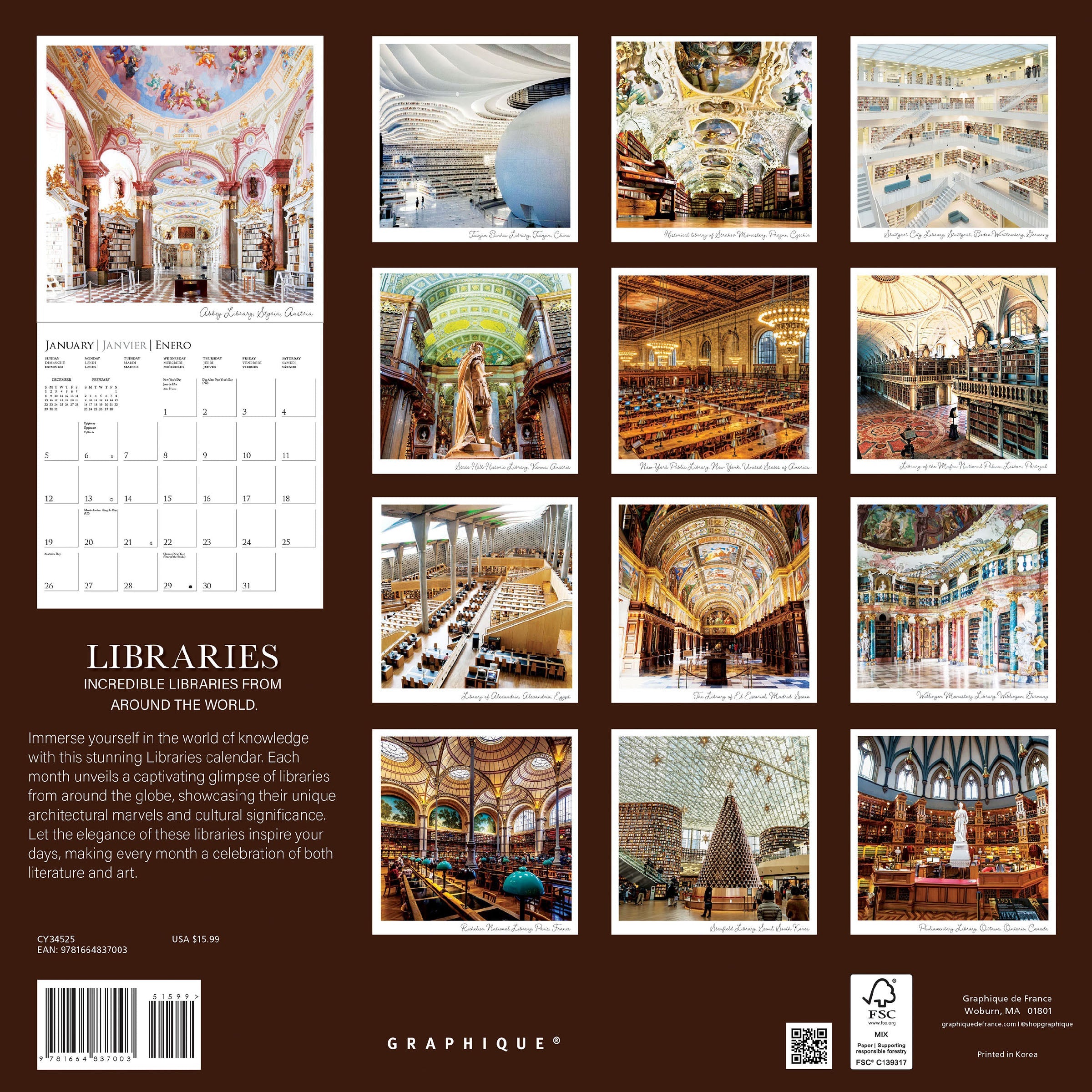 Libraries 2025 Wall Calendar    