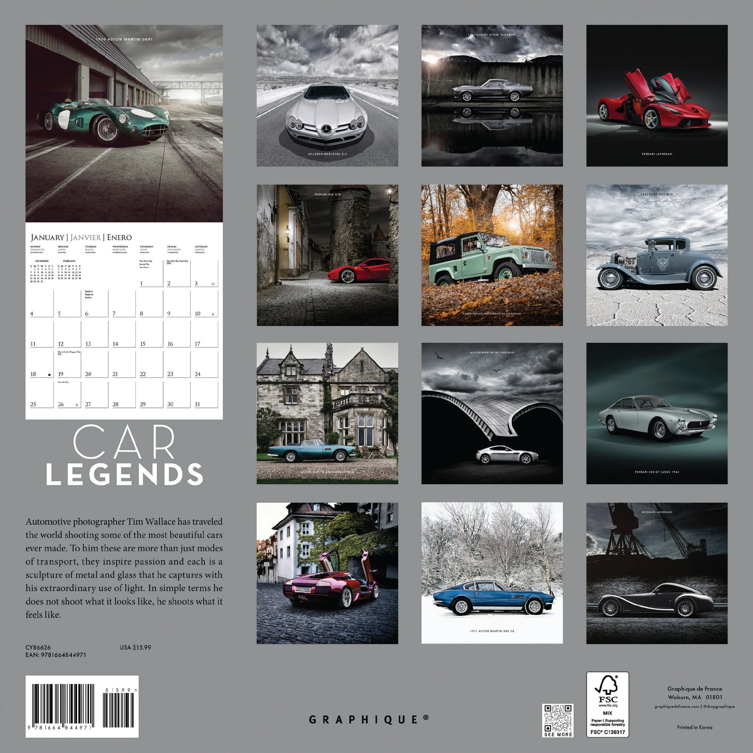 Car Legends 2026 Wall Calendar