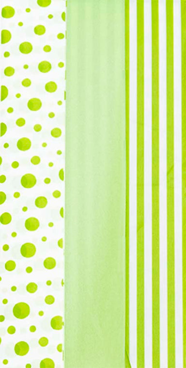 Lime Dot and Stripe Mix Tissue Paper