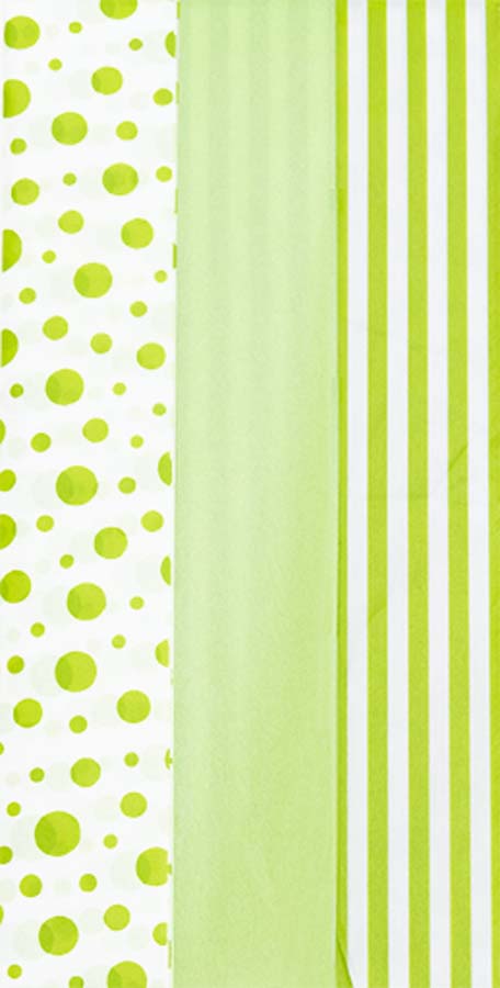 Lime Dot and Stripe Mix Tissue Paper