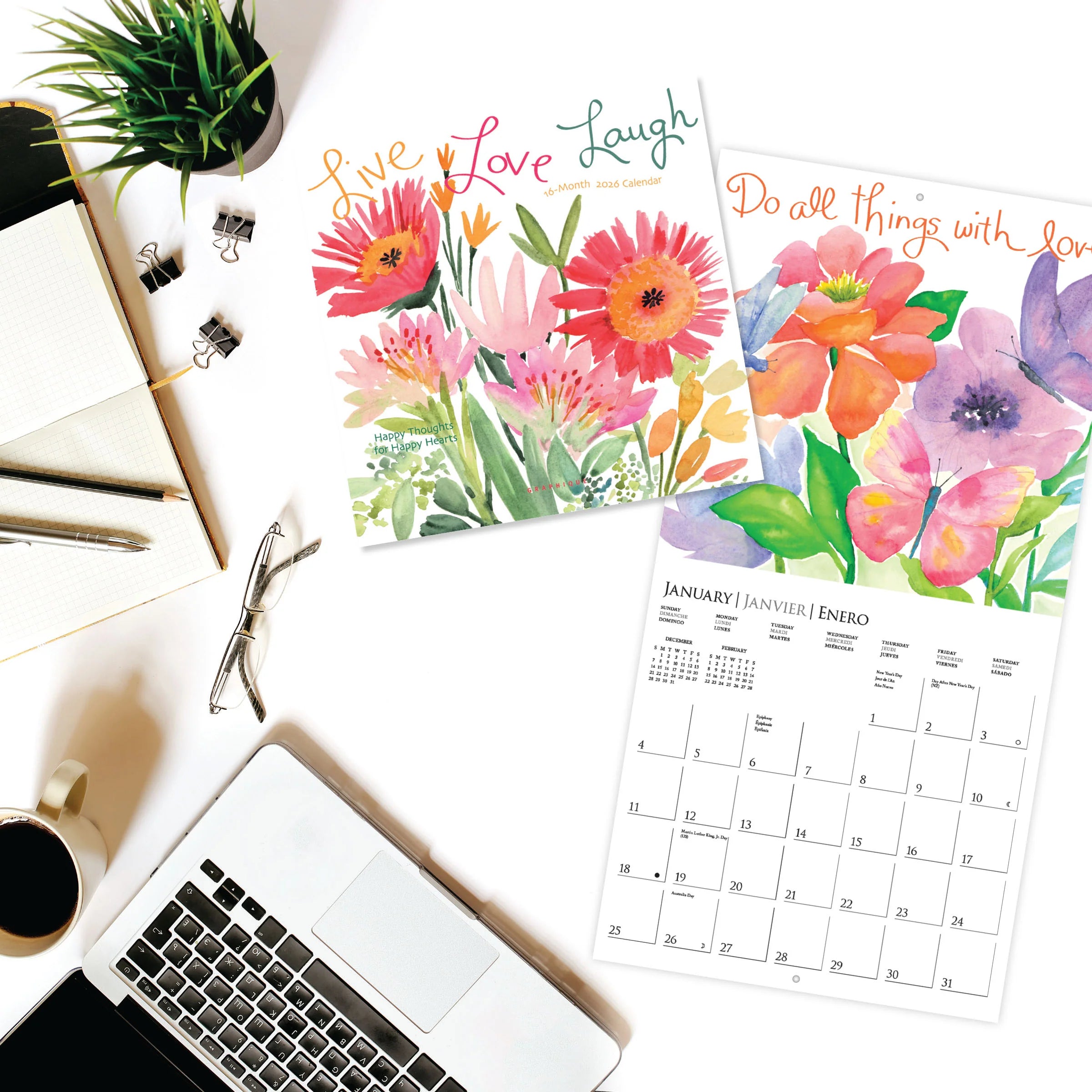 Live, Love, Laugh 2026 Mini Wall Calendar