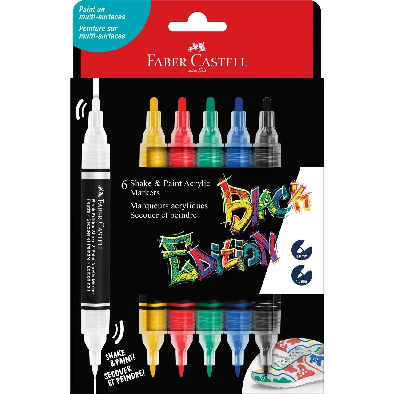 Black Edition Shake & Paint Acrylic Markers - Classic Set of 6