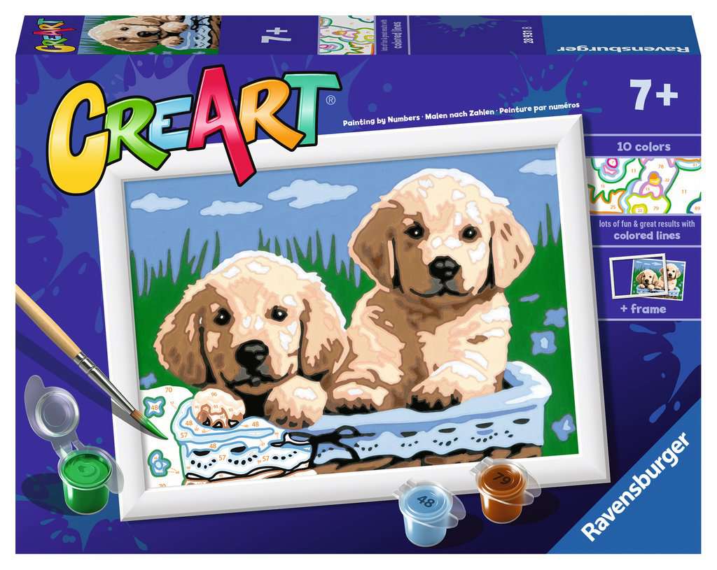 CreArt Cute Puppies Paint By Number Kit    