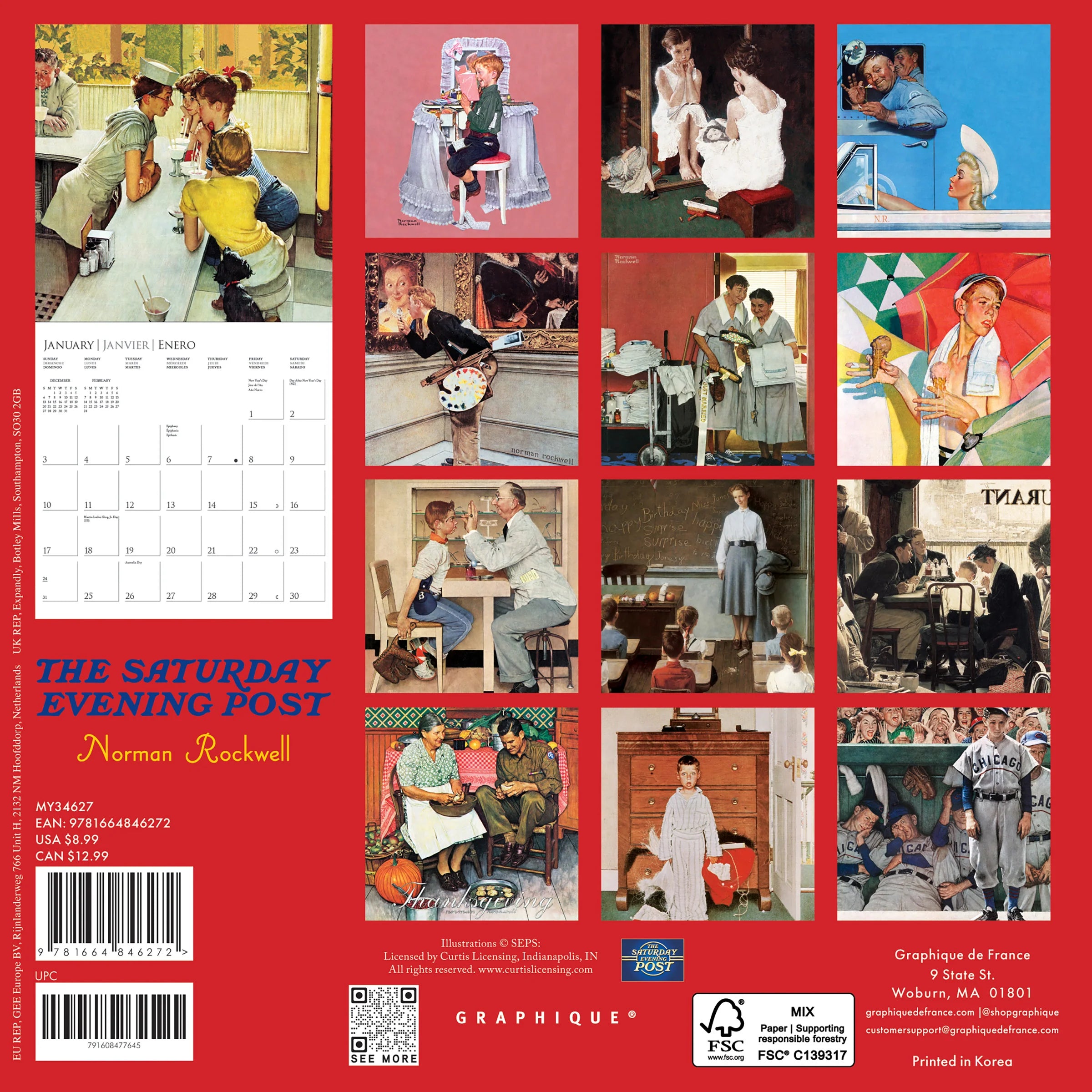 GRPH The Saturday Evening Post 2027 Mini Wall Calendar