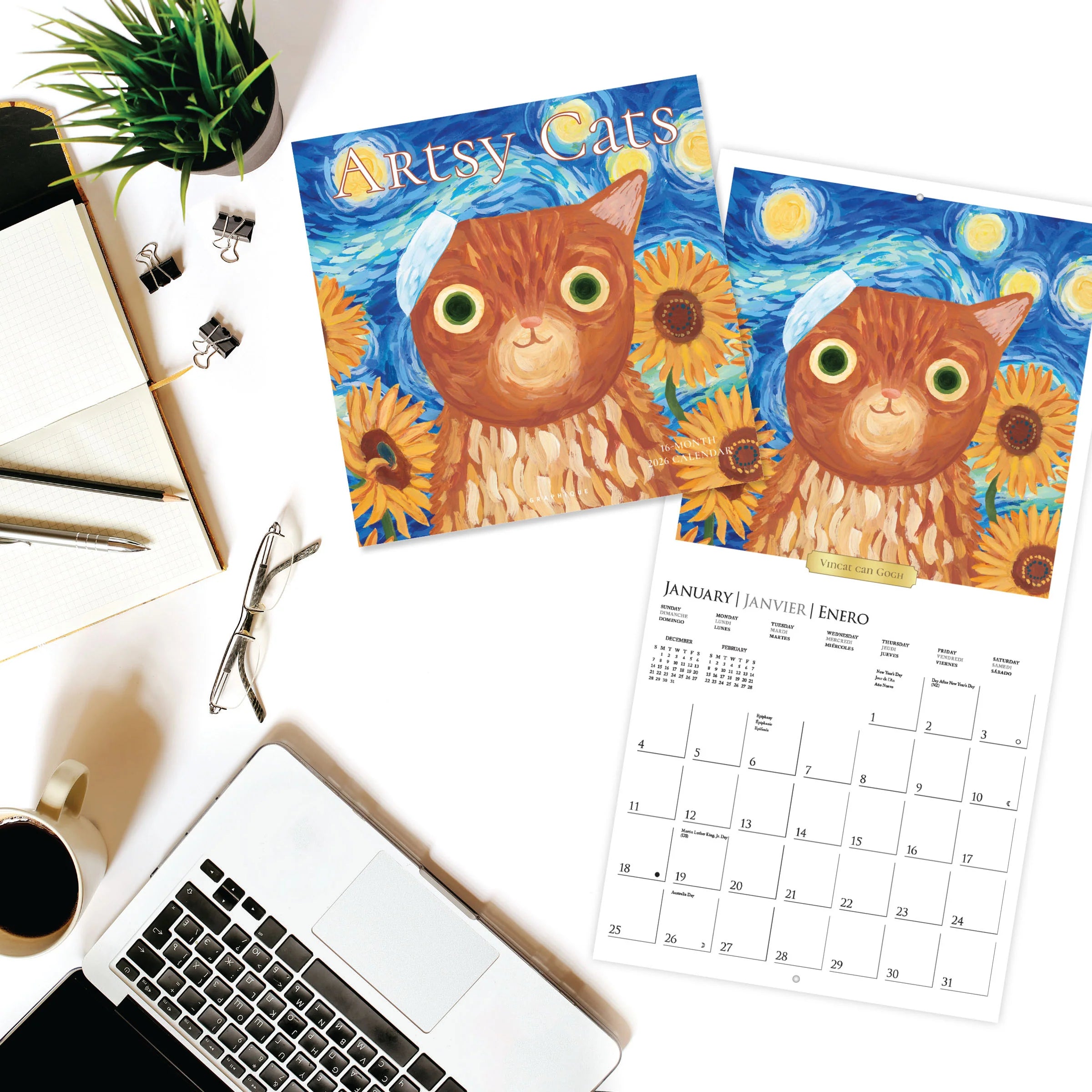 Artsy Cats 2026 Wall Calendar