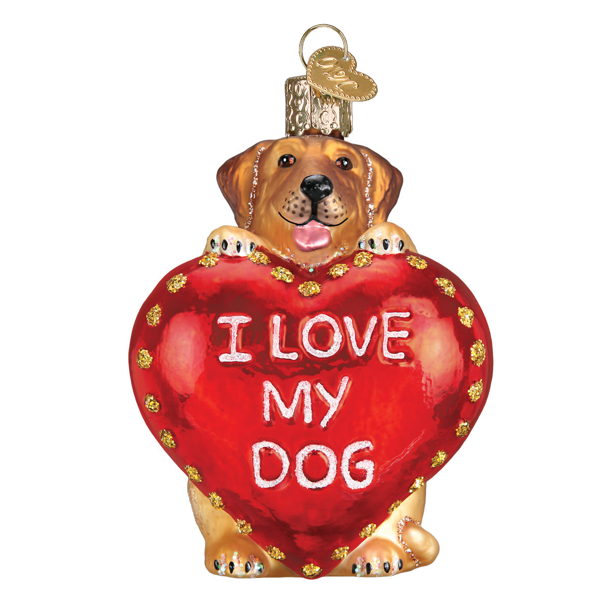 Old World Christmas I Love My Dog Heart Ornament    