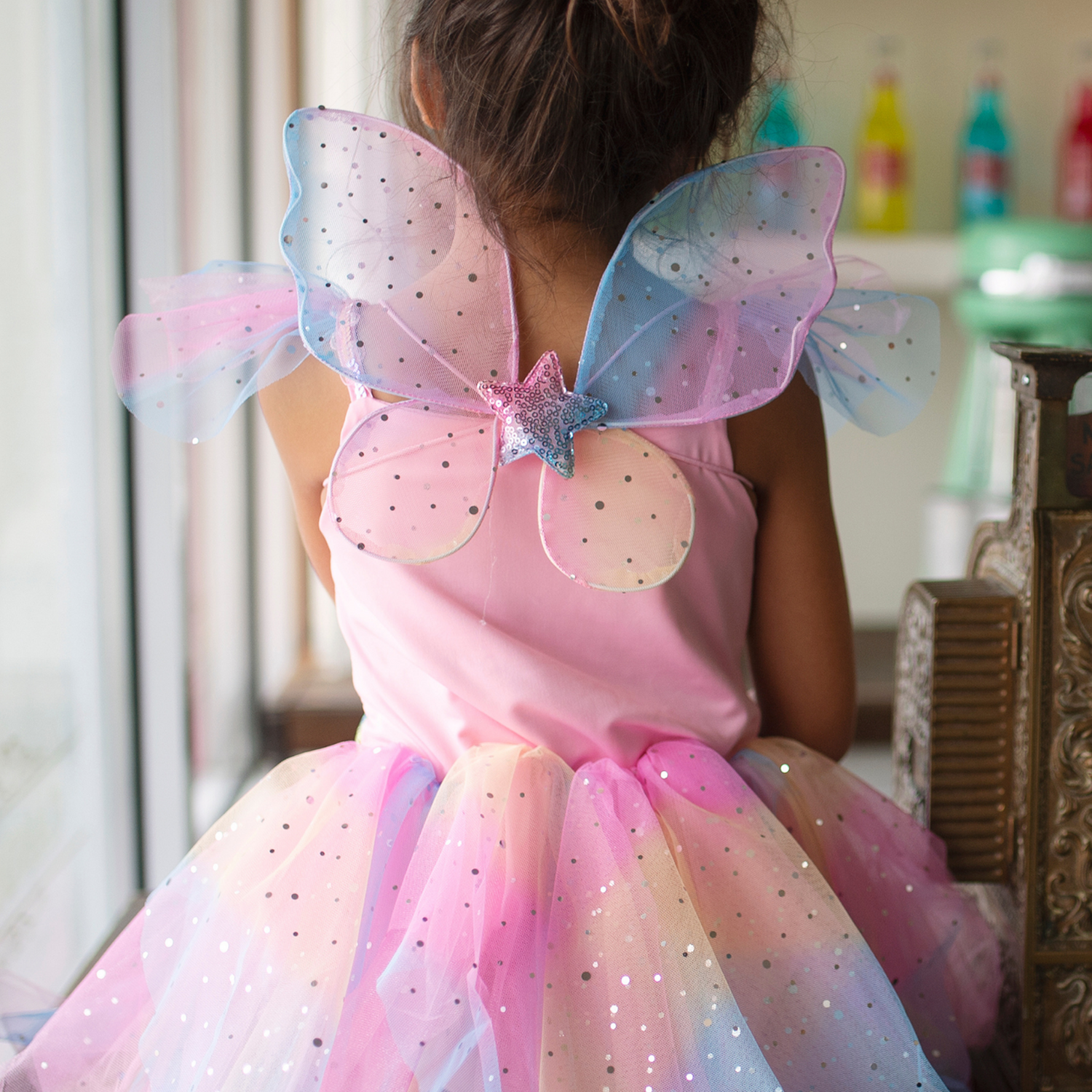 Rainbow Fairy Dress & Wings - Size 3-4