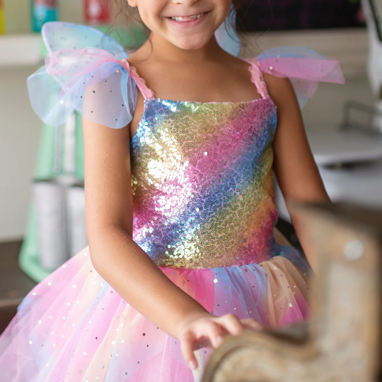 Rainbow Fairy Dress & Wings - Size 3-4