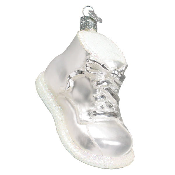 Old World Christmas White Baby Shoe Ornament    