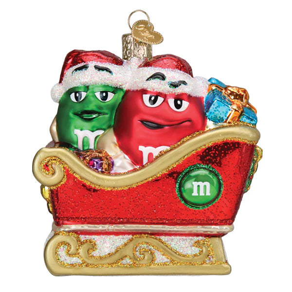 Old World Christmas M&M's In Sleigh