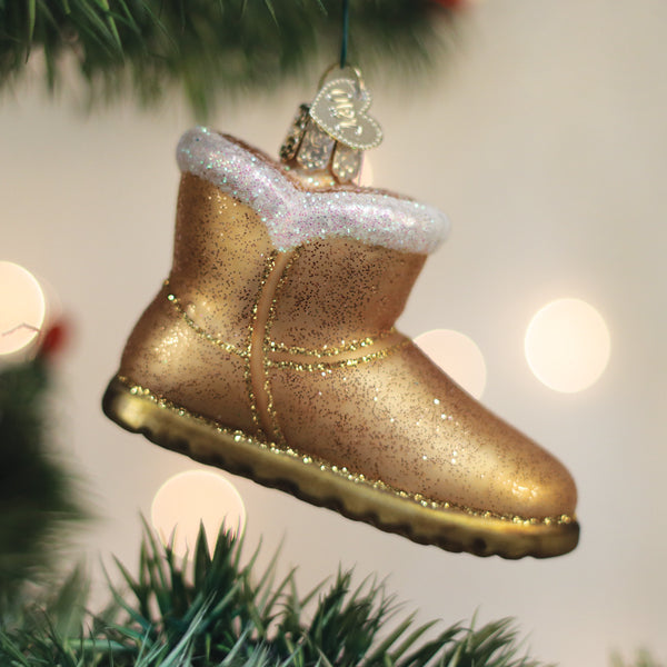 Old Wold Christmas Sheepskin Boot Ornament