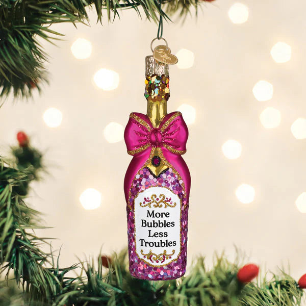 Old World Christmas Bottle With Bow Ornament