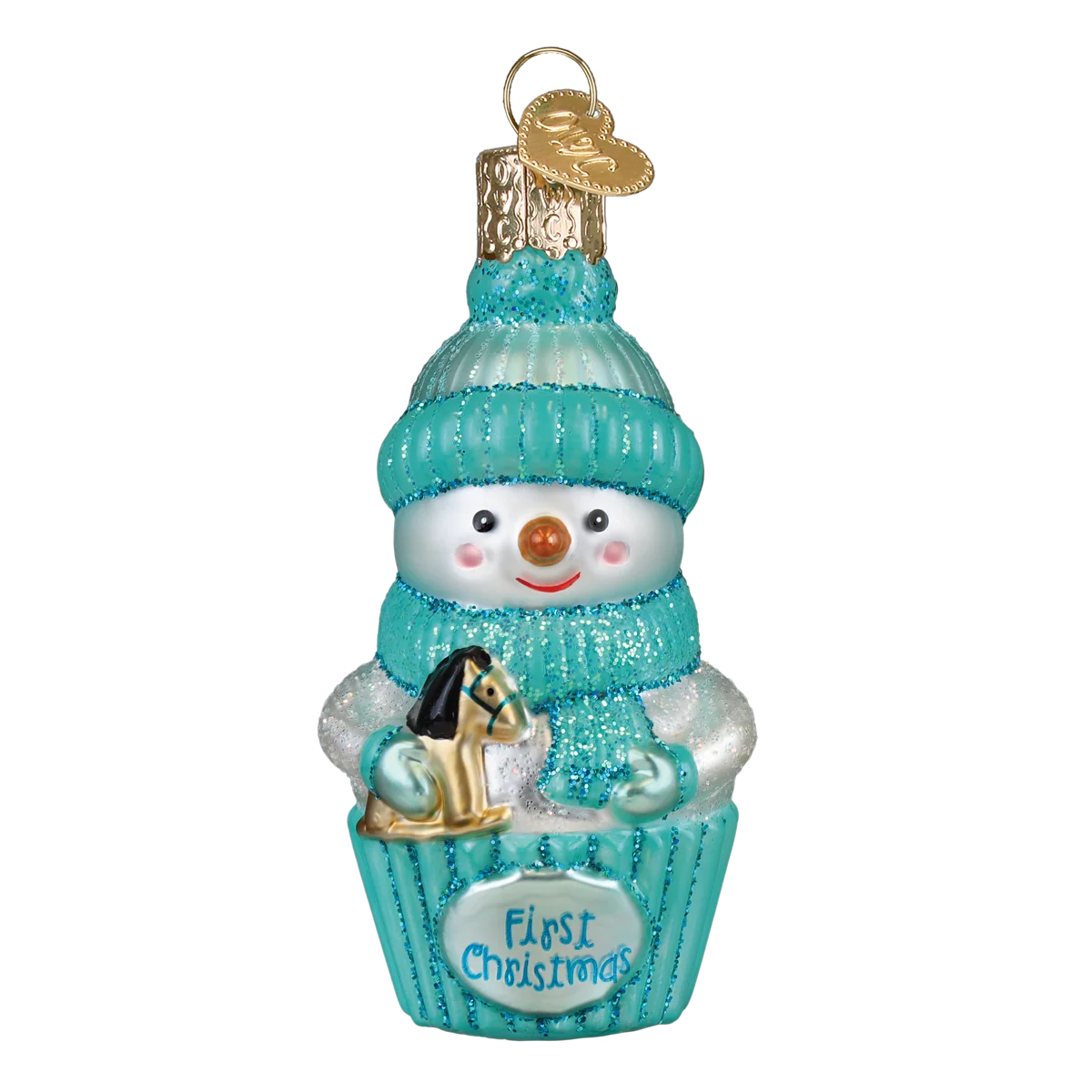 Old World Christmas Blue Snow Baby Cupcake Ornament (Baby Boy)
