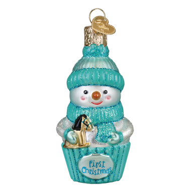 Old World Christmas Blue Snow Baby Cupcake Ornament (Baby Boy)