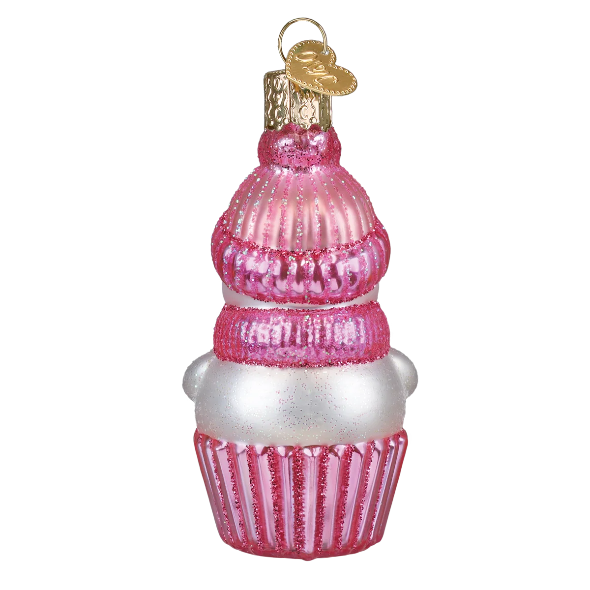 Old World Christmas Pink Snow Baby Cupcake Ornament (Baby Girl)