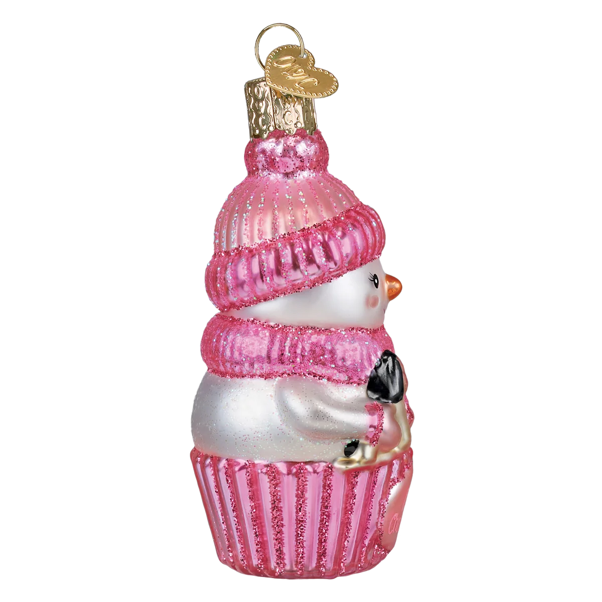 Old World Christmas Pink Snow Baby Cupcake Ornament (Baby Girl)