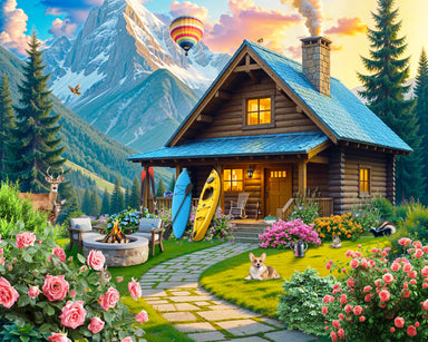 SPRGBK Mountain Cabin Retreat 500 Piece Puzzle